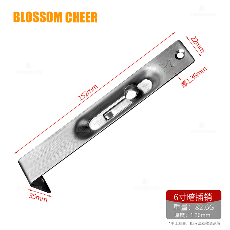 Flush Has Steel Hardware Bolted Aluminium Hidden Security Latch Door Bolt