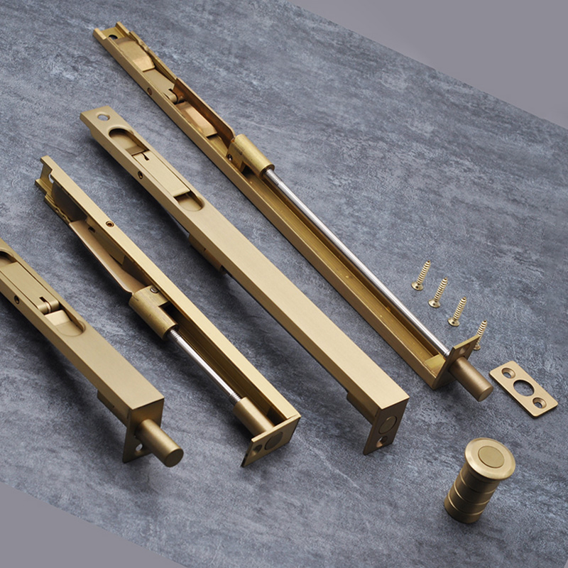 Koppalive Solid Brass Flush Bolt Latch Concealed Security Slide Lock Lever Action 8" 10" 12" 24" Door Bolt for Double French Doors