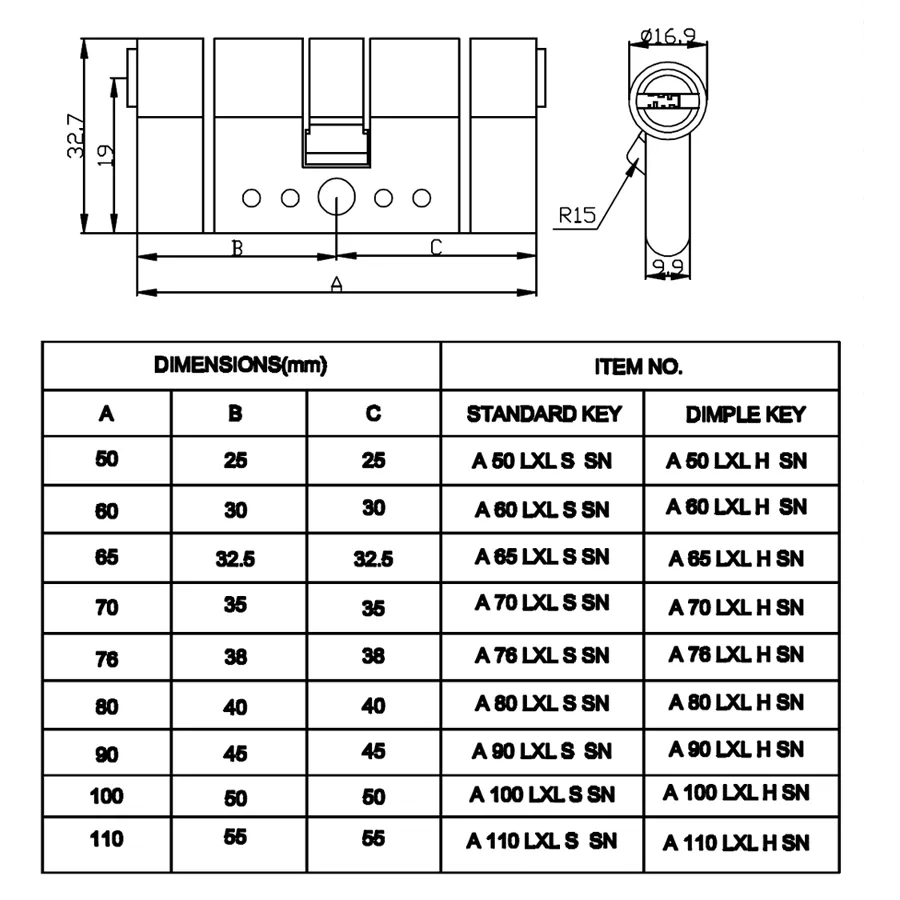 Brass Mortise Lock Cylinder 6
