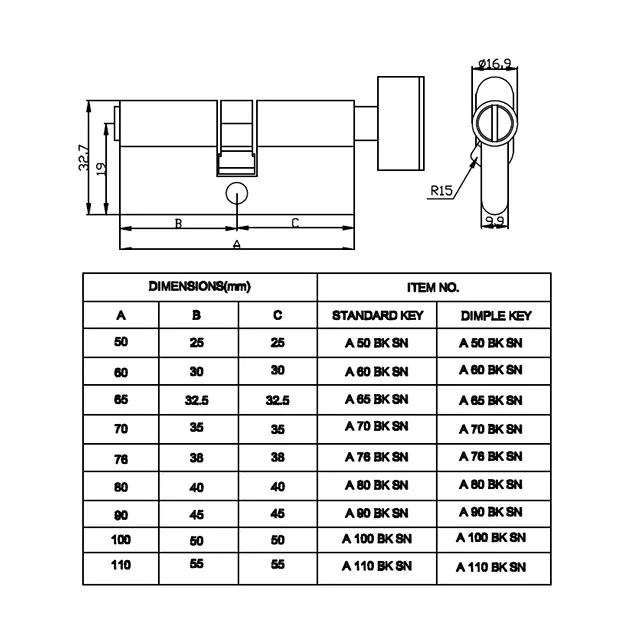 Brass Mortise Lock Cylinder 8