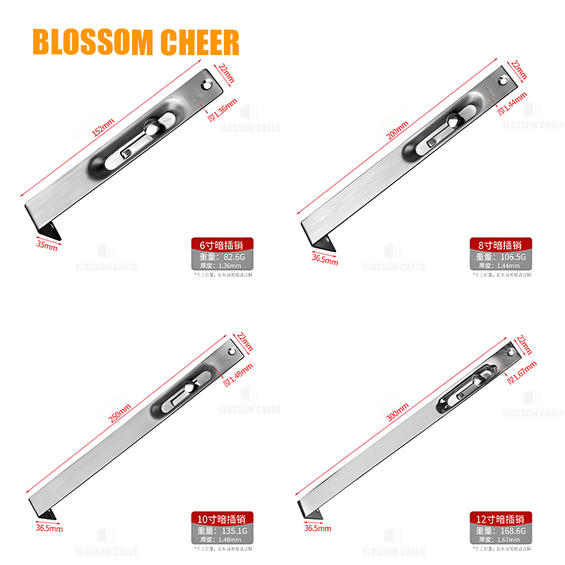 Flush Has Steel Hardware Bolted Aluminium Hidden Security Latch Door Bolt