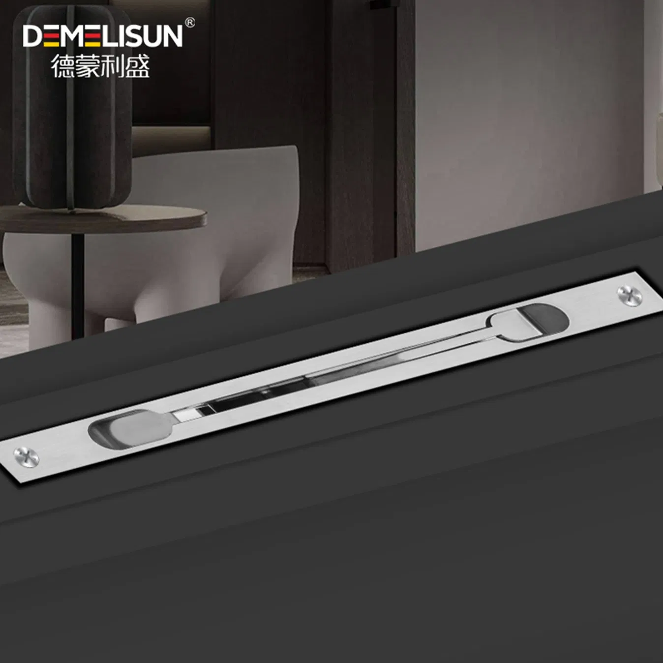 Anti Theft Door Nickel Plated Surface Treatment Sliding Door Lock Flush Bolt