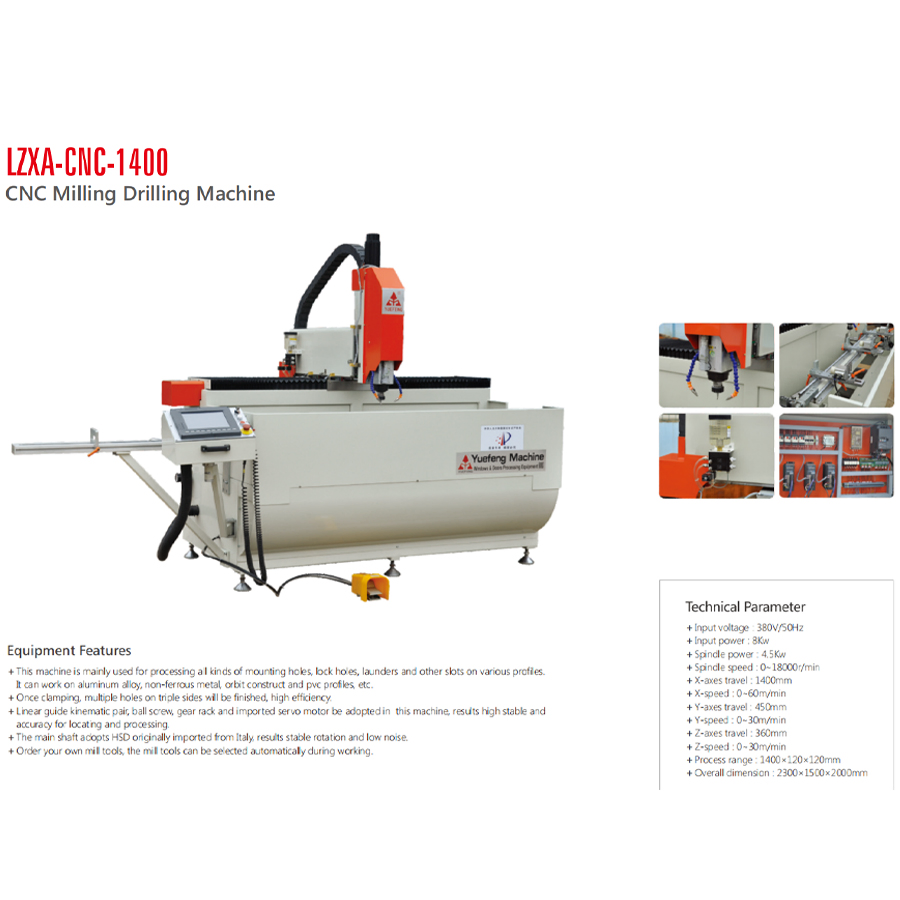 Aluminum Window and Door CNC Lock Hole Milling and Drilling Machine