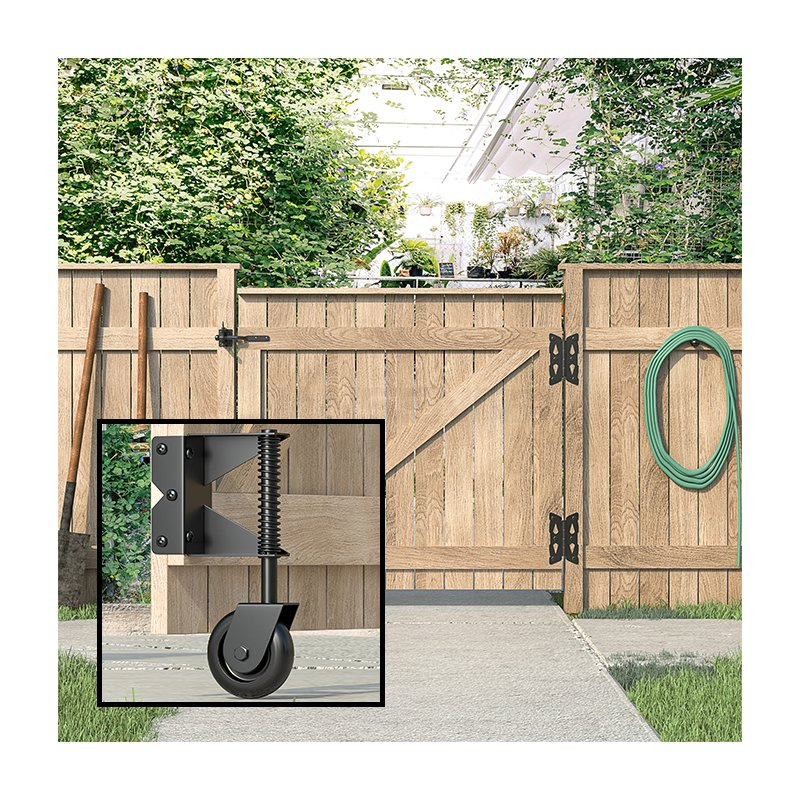 Fence Gate Hardware Kit Components Lattice Gate Equipped with Rollers Black Thickened Carbon Steel Wheels