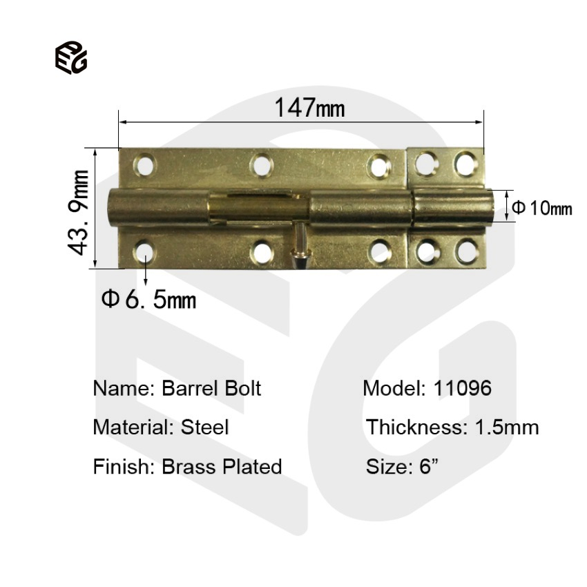 4" Yellow Zinc Barrel Bolt for Cabinet Doors &amp; Window Guards, 2.0mm Steel Rust-Proof Security Bolt