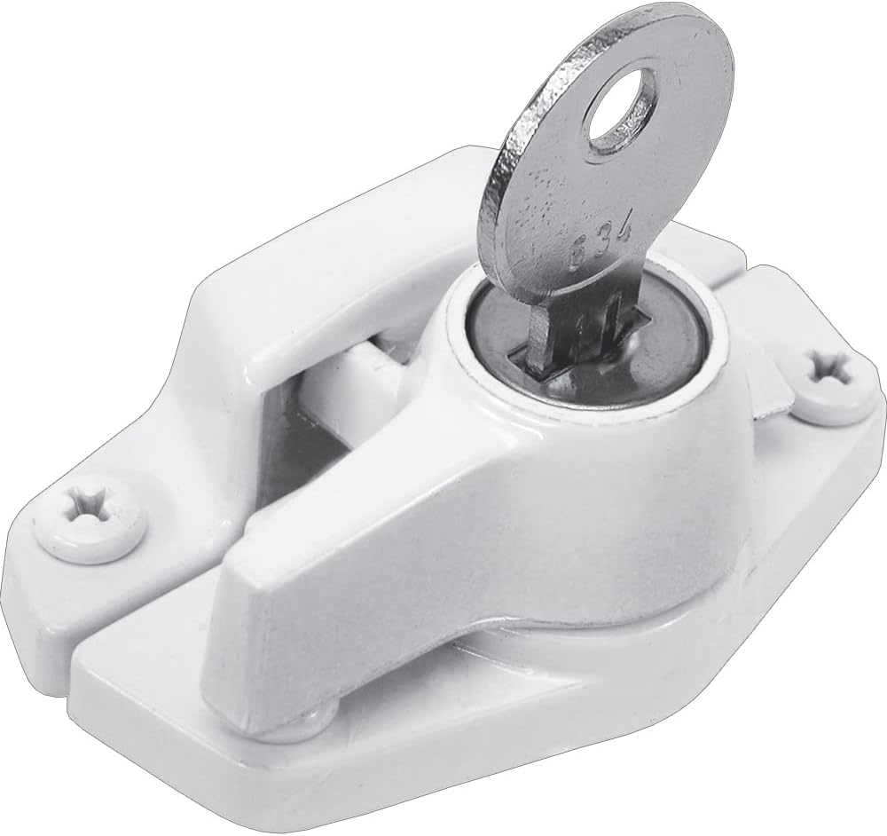Sash Lock W/Face-Mount Keeper, 2-1/16 in. Hole Center Spacing, for Vertical Sliding Windows, Diecast Zinc, Window Sash Loch