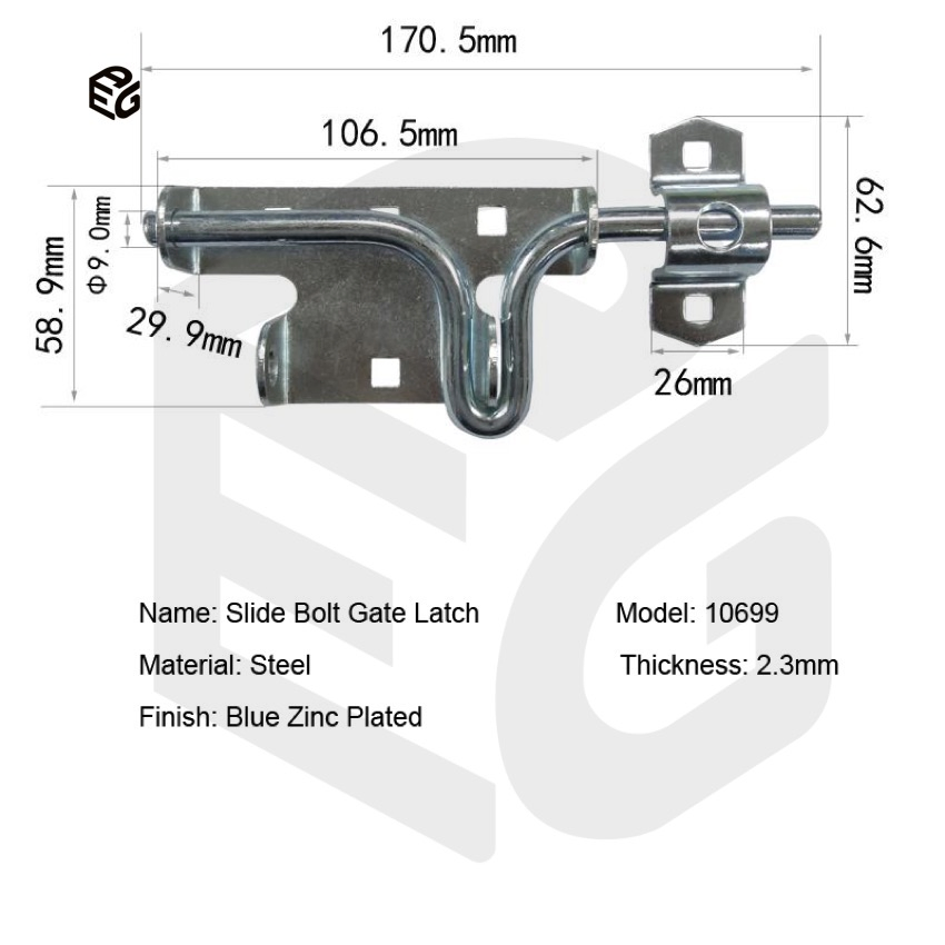 6" Slide Bolt Latch for Doors &amp; Windows, Black Powder Coated Steel Locking Mechanism