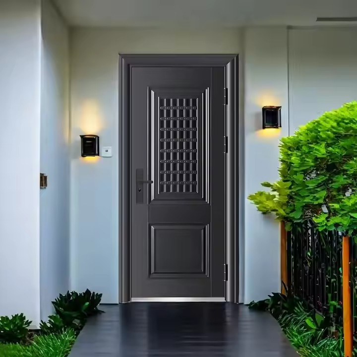 Popular Design Security Exterior Interior Steel Door with Handle for Home