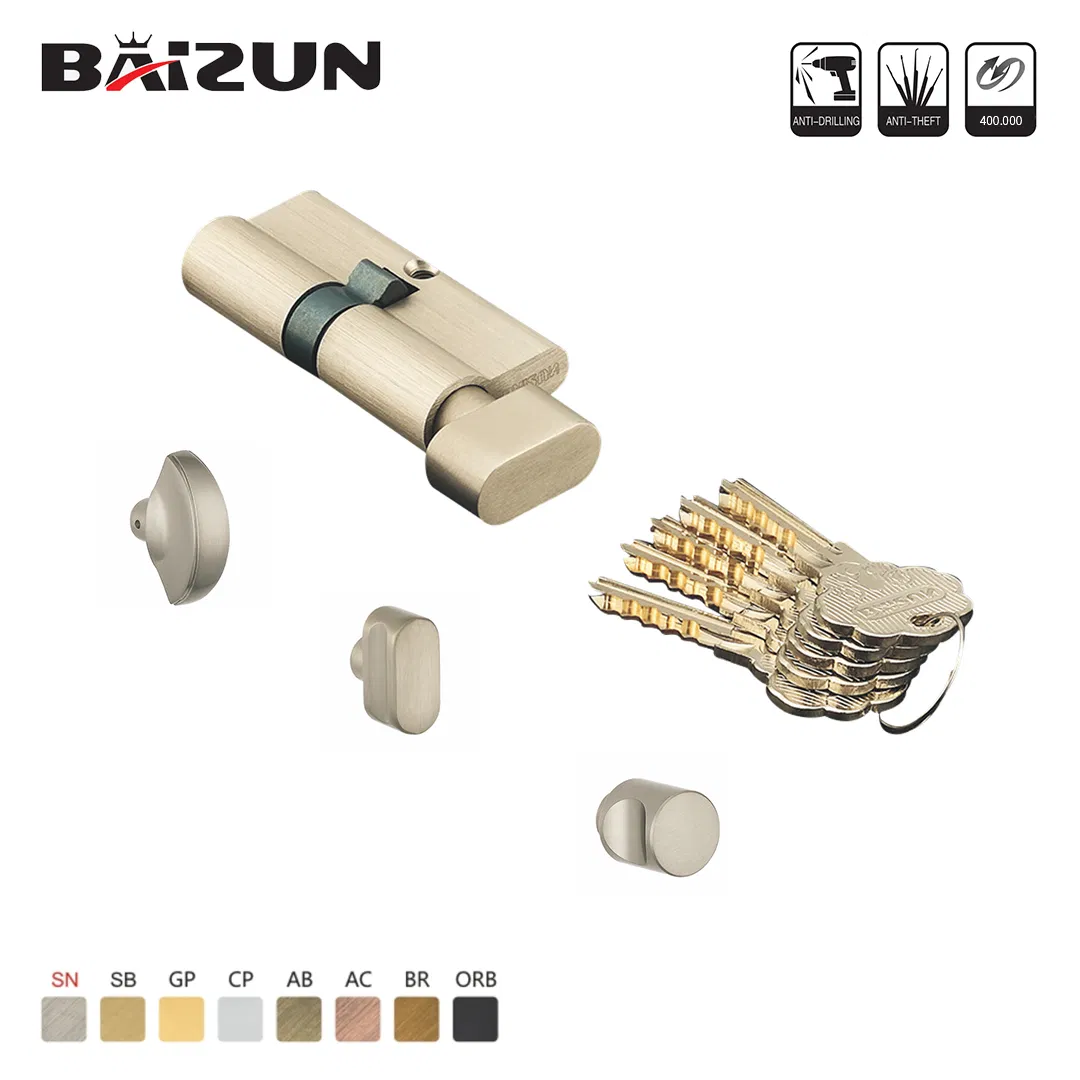 CNC Single Open 40-160mm Brass Door/Window Lock Cylinder with Customized Knob