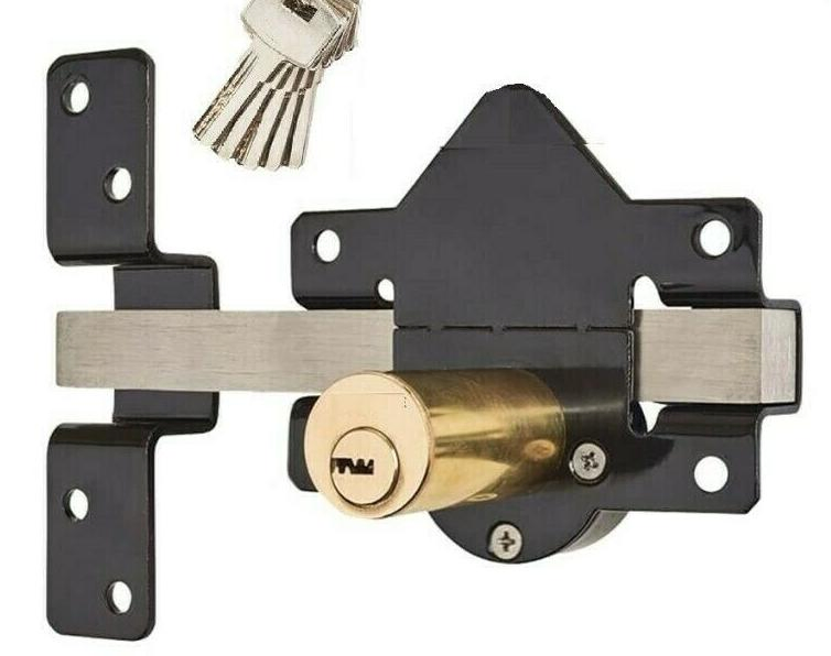 Garage Security Shed Double Long Throw Bolt 50 mm 5 Key and Handle Gate Lock