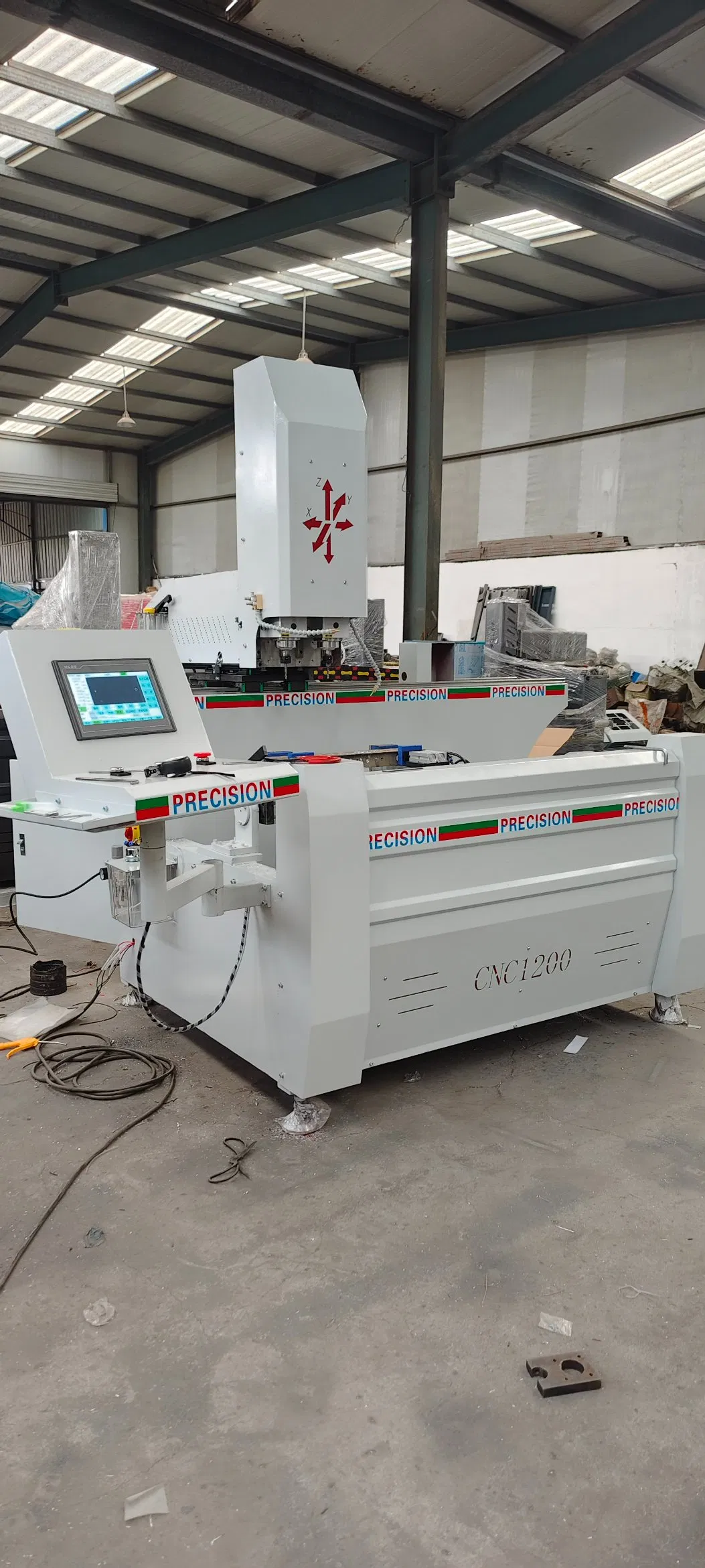 The Double Head CNC Drilling and Milling Machine for Aluminum Doors and Windows Is Suitable for Precise Drilling Processing of Lock Slot Milling and Installatio