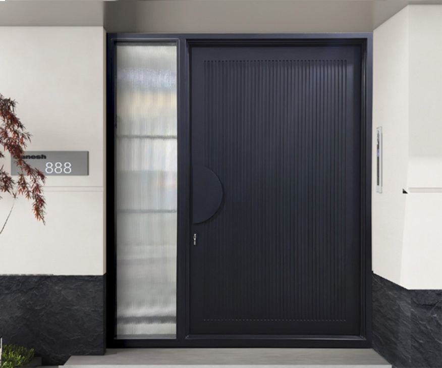 Popular Australian Modern Style Elegant Home Front Entry Iron Forged Metal Security Safety Doors with Fluted Glass