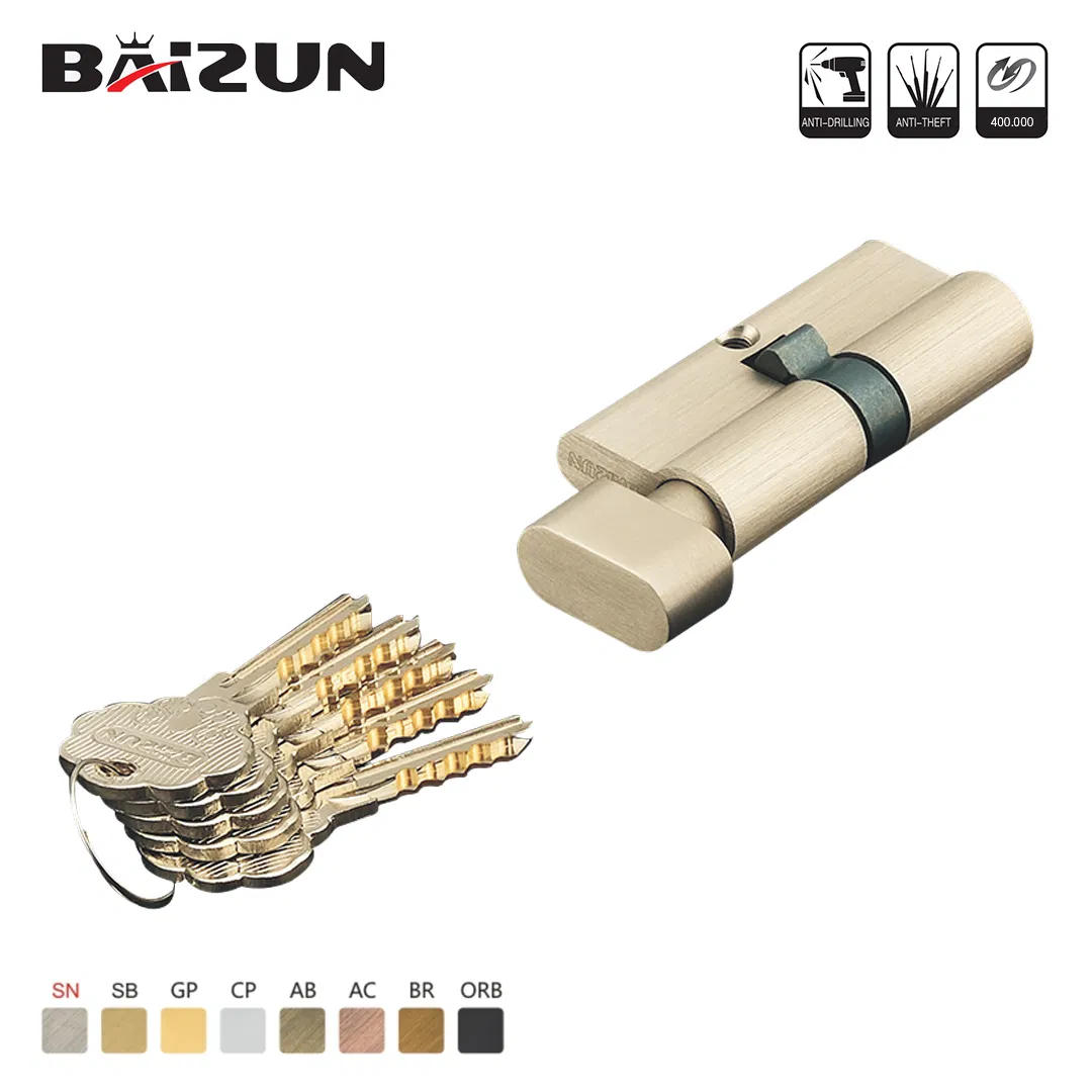 CNC Single Open 40-160mm Brass Door/Window Lock Cylinder with Customized Knob