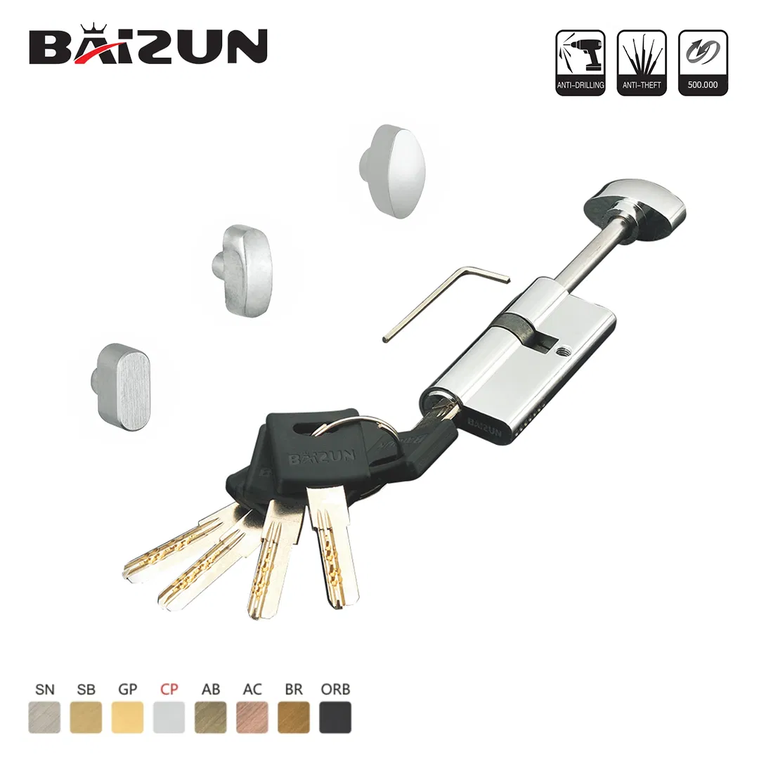 Single Open Brass Door Lock Cylinder with 3 Open Molded Keys