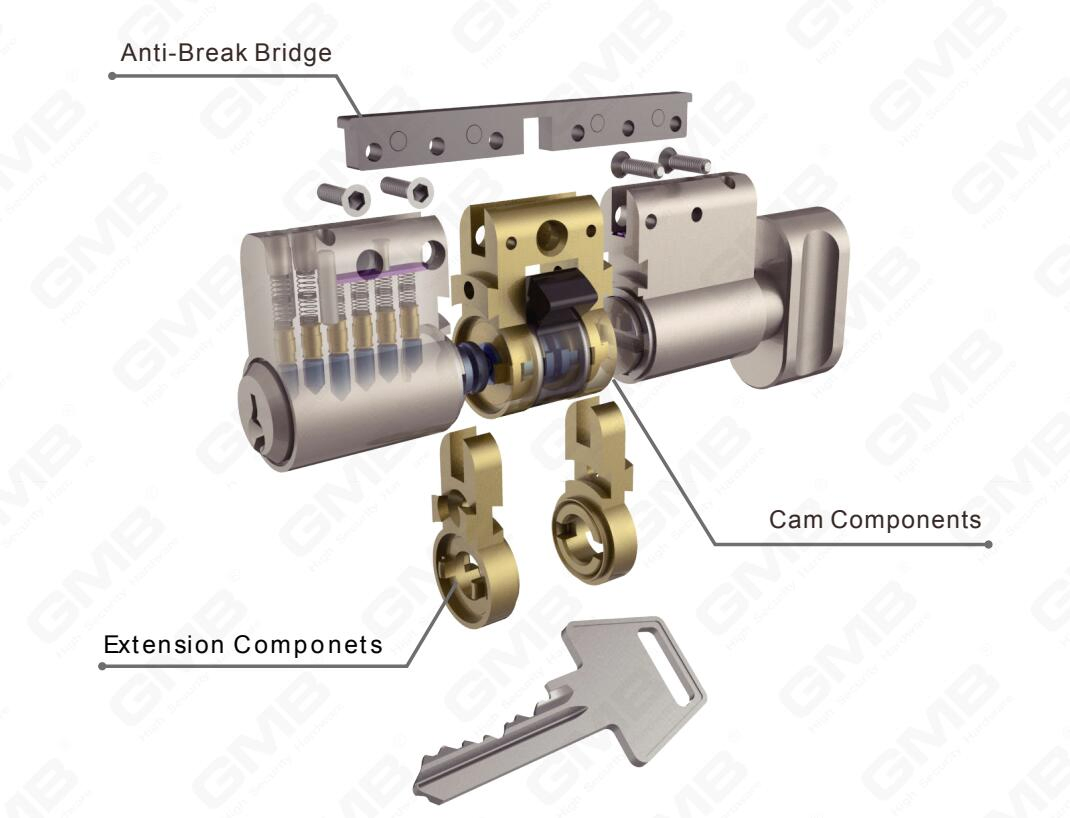 En1303 High Security Euro Profile Brass Extension Door Lock Cylinder (GMB-CY-37)