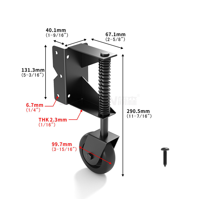 Fence Gate Hardware Kit Components Lattice Gate Equipped with Rollers Black Thickened Carbon Steel Wheels