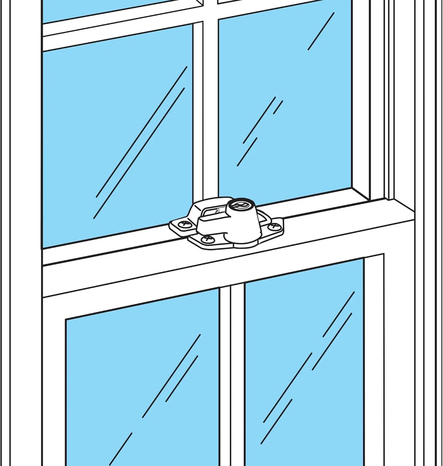 Sash Lock W/Face-Mount Keeper, 2-1/16 in. Hole Center Spacing, for Vertical Sliding Windows, Diecast Zinc, Window Sash Loch