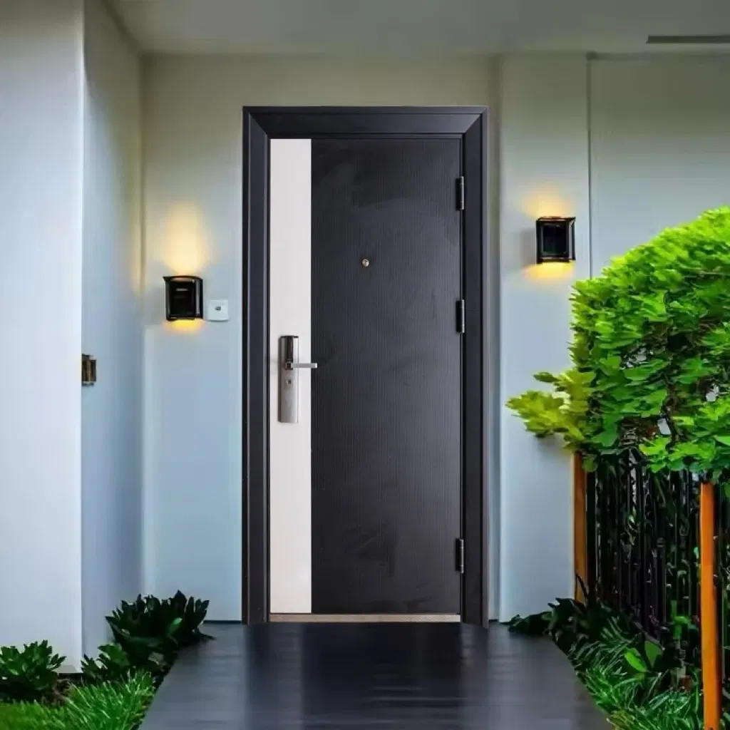 Popular Design Security Exterior Interior Steel Door with Handle for Home
