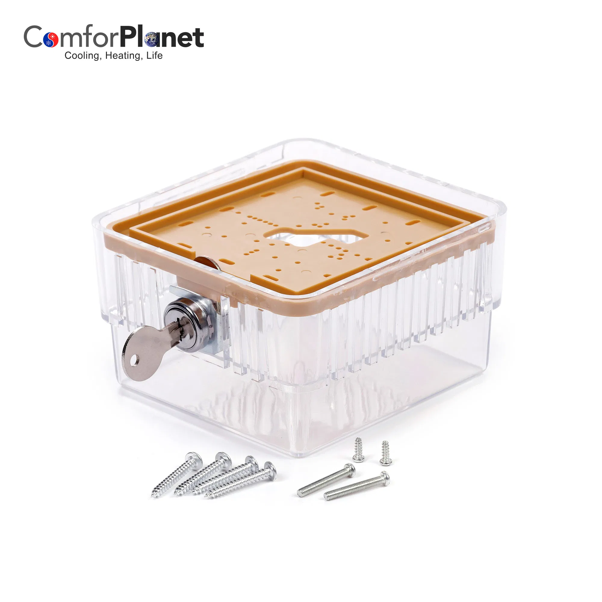 Clear Plastic Thermostat Guard Cover with Lock