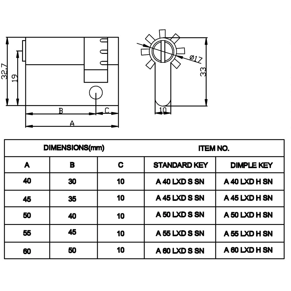 Euro 75mm Brass Mortise Lock Door Lock Cylinder