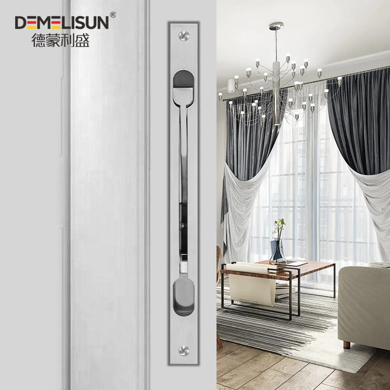 Anti Theft Door Nickel Plated Surface Treatment Sliding Door Lock Flush Bolt