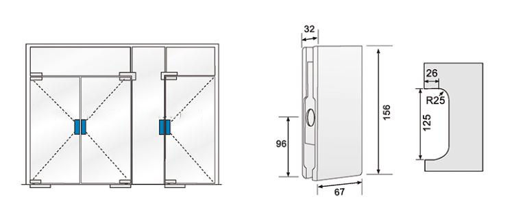 Heavy Duty Stainless Steel Frameless Glass Door Patch Fitting Cylinder Latch Fat Center Lock Keeper