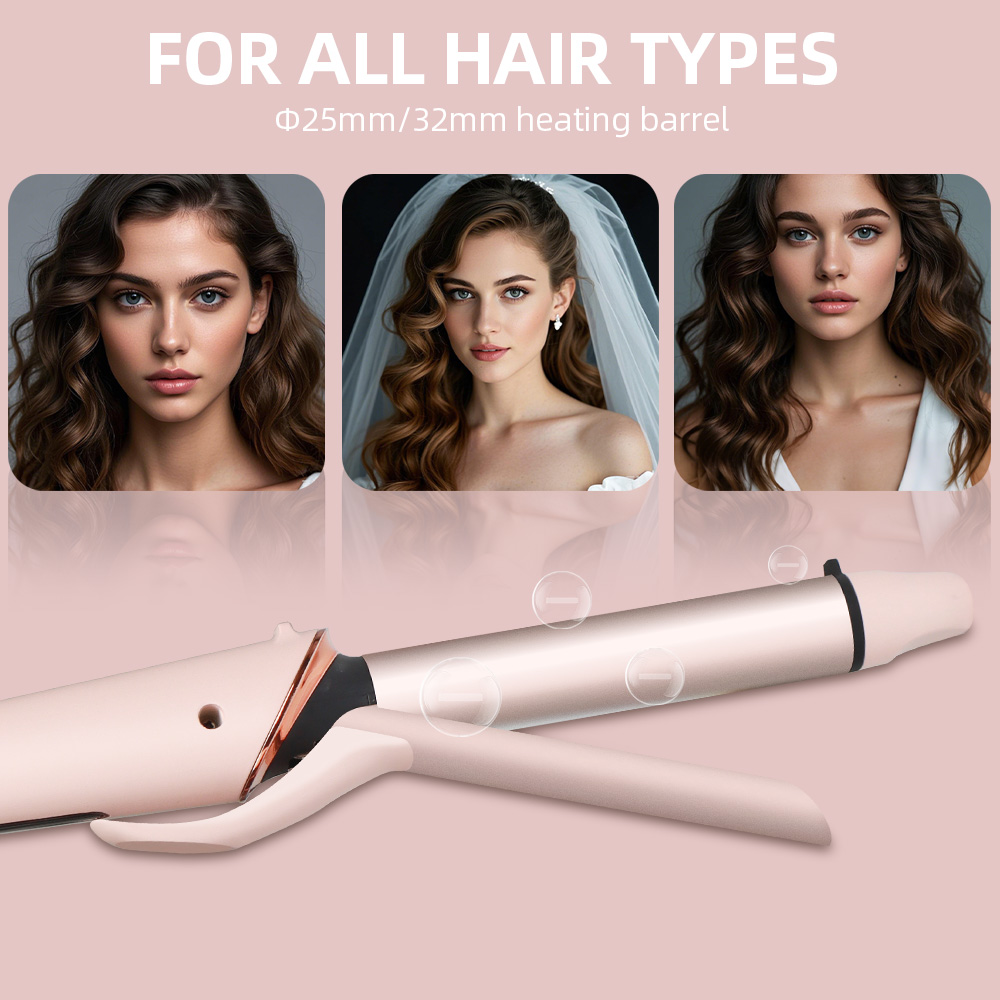 JAYSUNNY 32 mm 1.25 Inch Ceramic Long Barrel Beach Hair Waver Curling Wand Iron Professional Hair Curler
