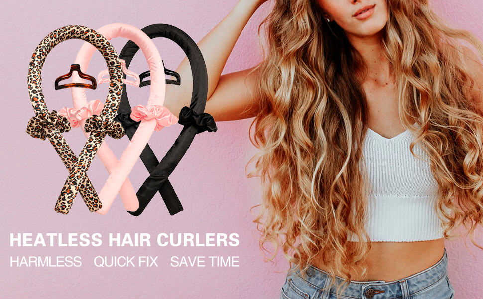 Abeis Hair Curly Heatless Curling Rod Headband Curler,Hair Curler Silk Roller,Heatless Curling Rod Headband Set