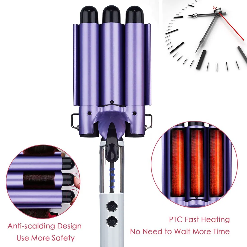 Professional LED Display Triple Barrels Hair Waver