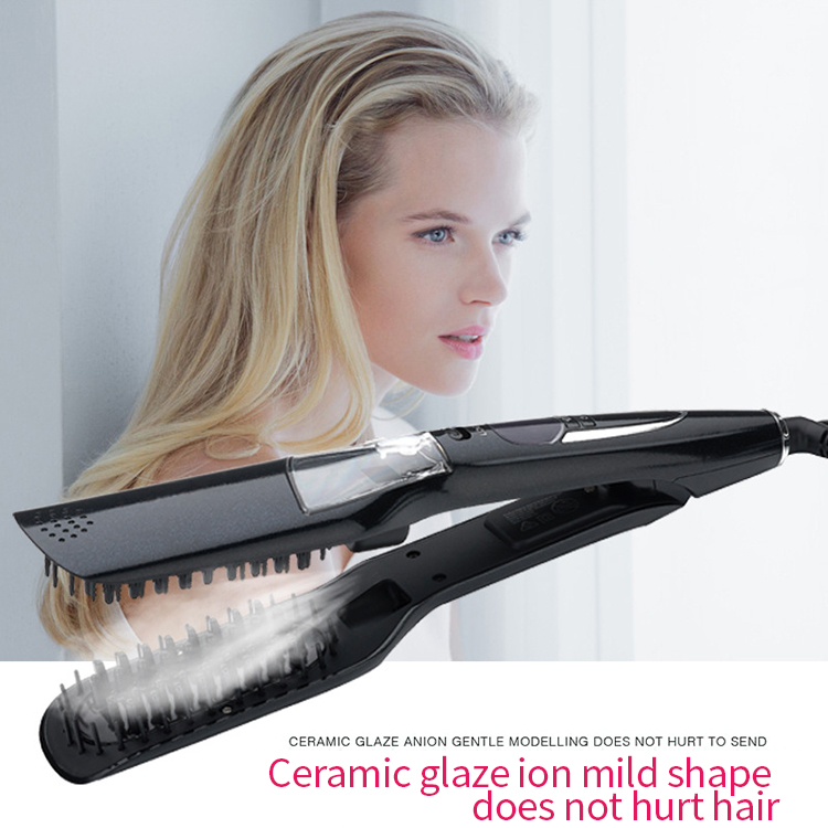 Professional Custom Ceramic Coated LED Display Electric Hair Straightener Curling Steam Flat Iron Auto Power-Off PTC Household