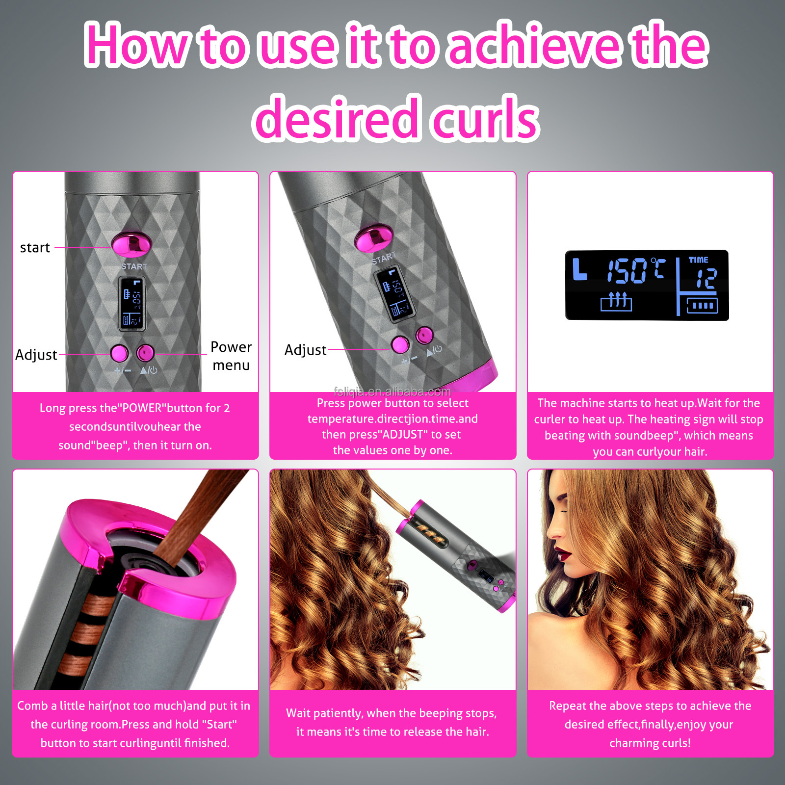 Mini Automatic Wireless Hair Curler with USB Charging Rechargeable Cordless Design for Easy Automatic Rotating Curling