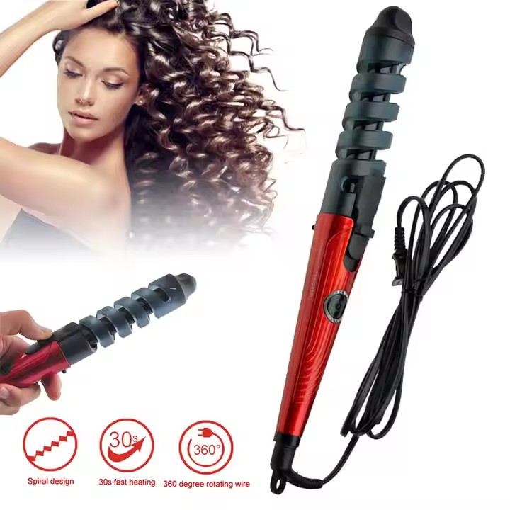 Professional 32 mm Automatic Spiral Roll Ceramic Curling Iron Salon Hair Curler Wave Maker with PTC Heater Electric Curling Wand