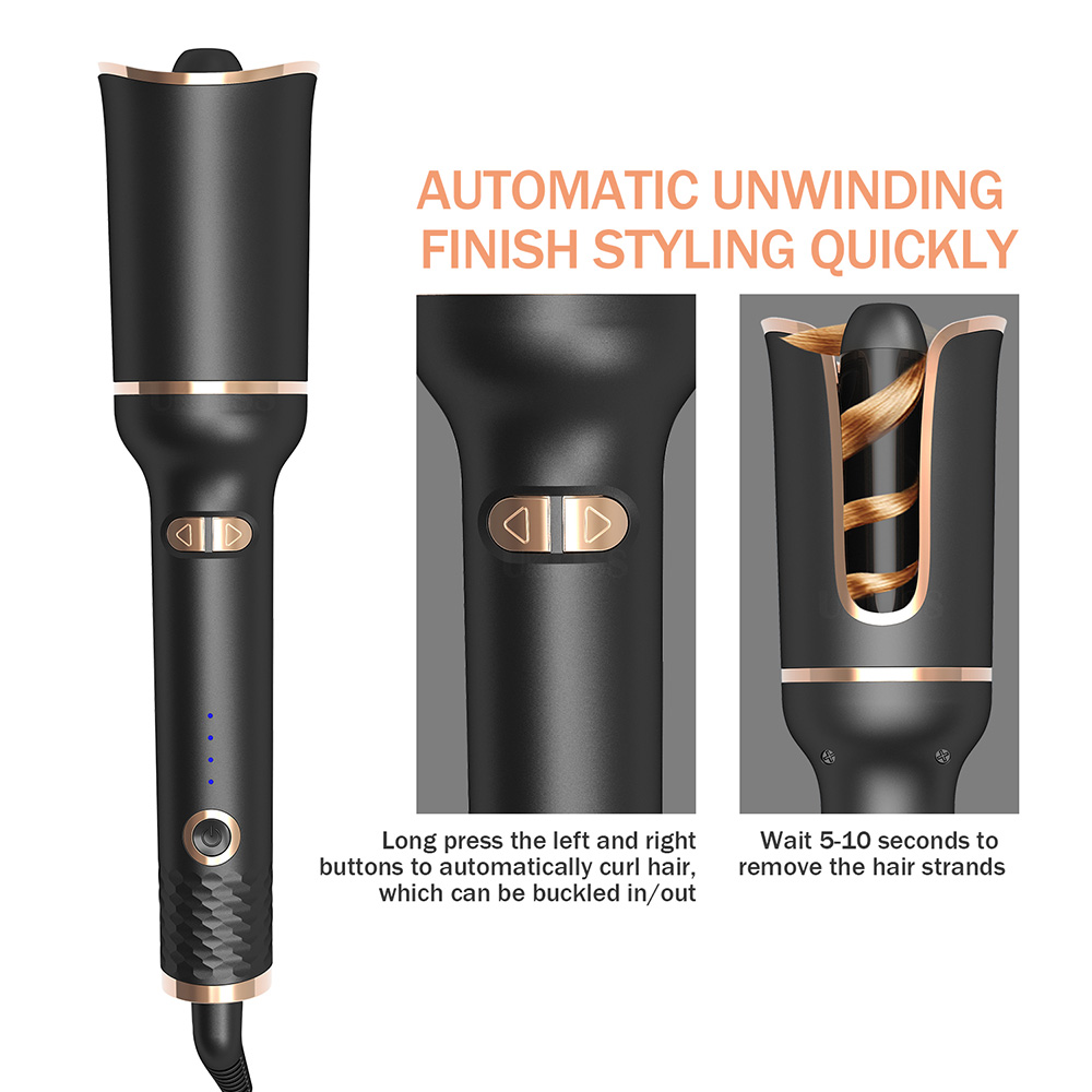 Automatic Hair Curling Iron with Ceramic Ionic Barrel Smart Anti-stuck Auto Rotating Hair Curling Wand Professional Hair Curler