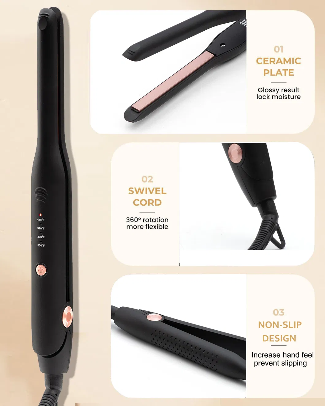 Dorm Household Use Mini PTC Curling Iron Portable Damage-Free LED Curling Iron