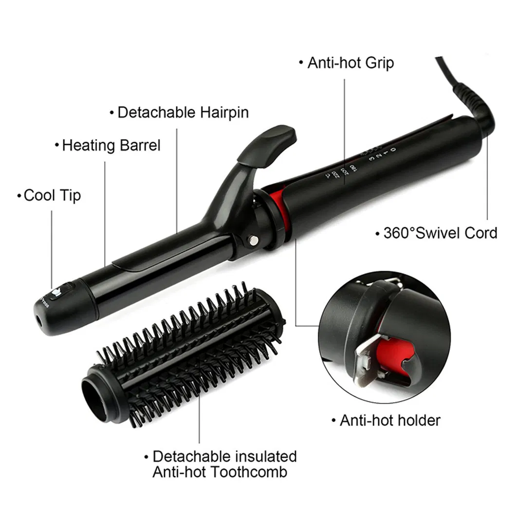 Multi-Styling Hair Curler Set with Replaceable Clip and Brush