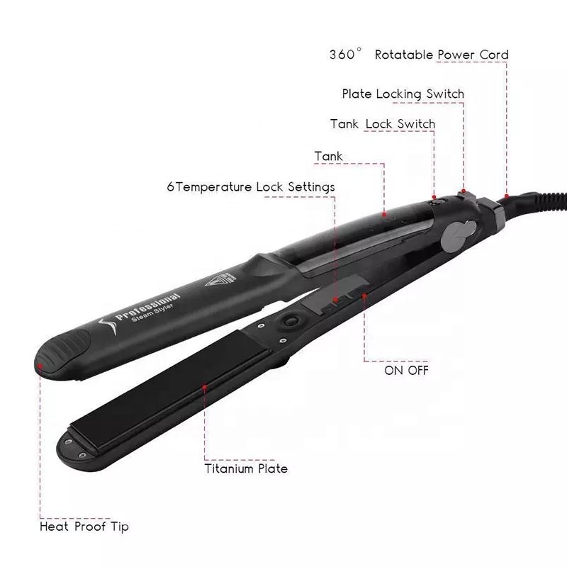 2 in 1 Curling Straightening Steam Flat Iron Professional Steam Hair Straightener Salon Styler Tourmaline Flat Iron