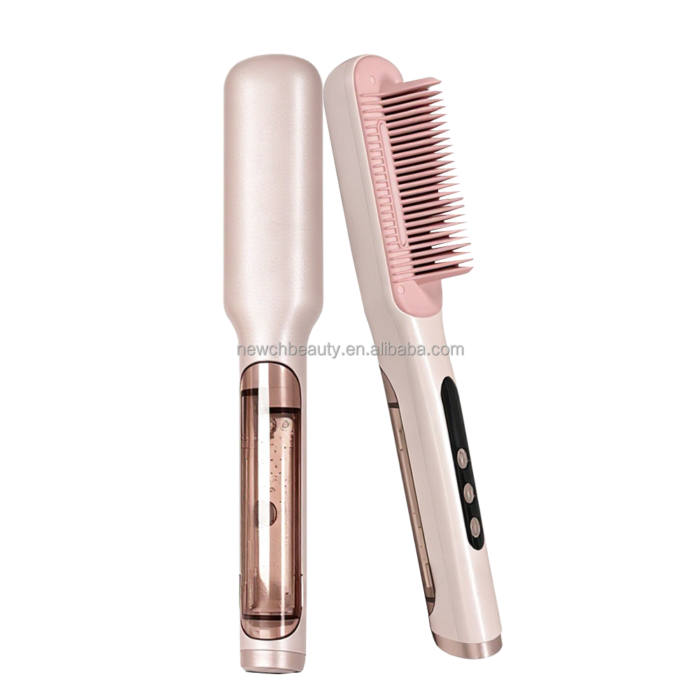 Electric Steam Hair Straightener Brush Curling Iron Comb 21ML Water Tank Curler Ionic Salon Barber Household Hair Styling Tool
