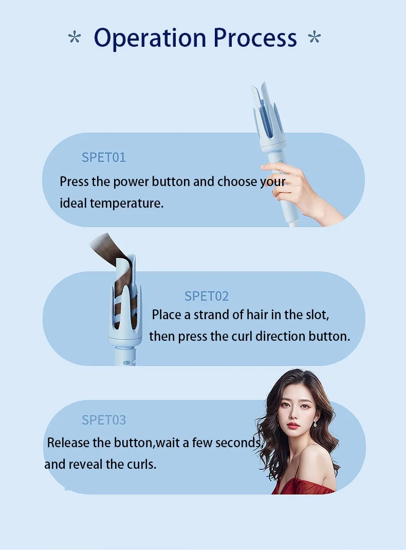 OEM 32mm Automatic Rotation Curling Iron Multi-Speed Temperature Adjustment Fast Heating Styling Hair Curler