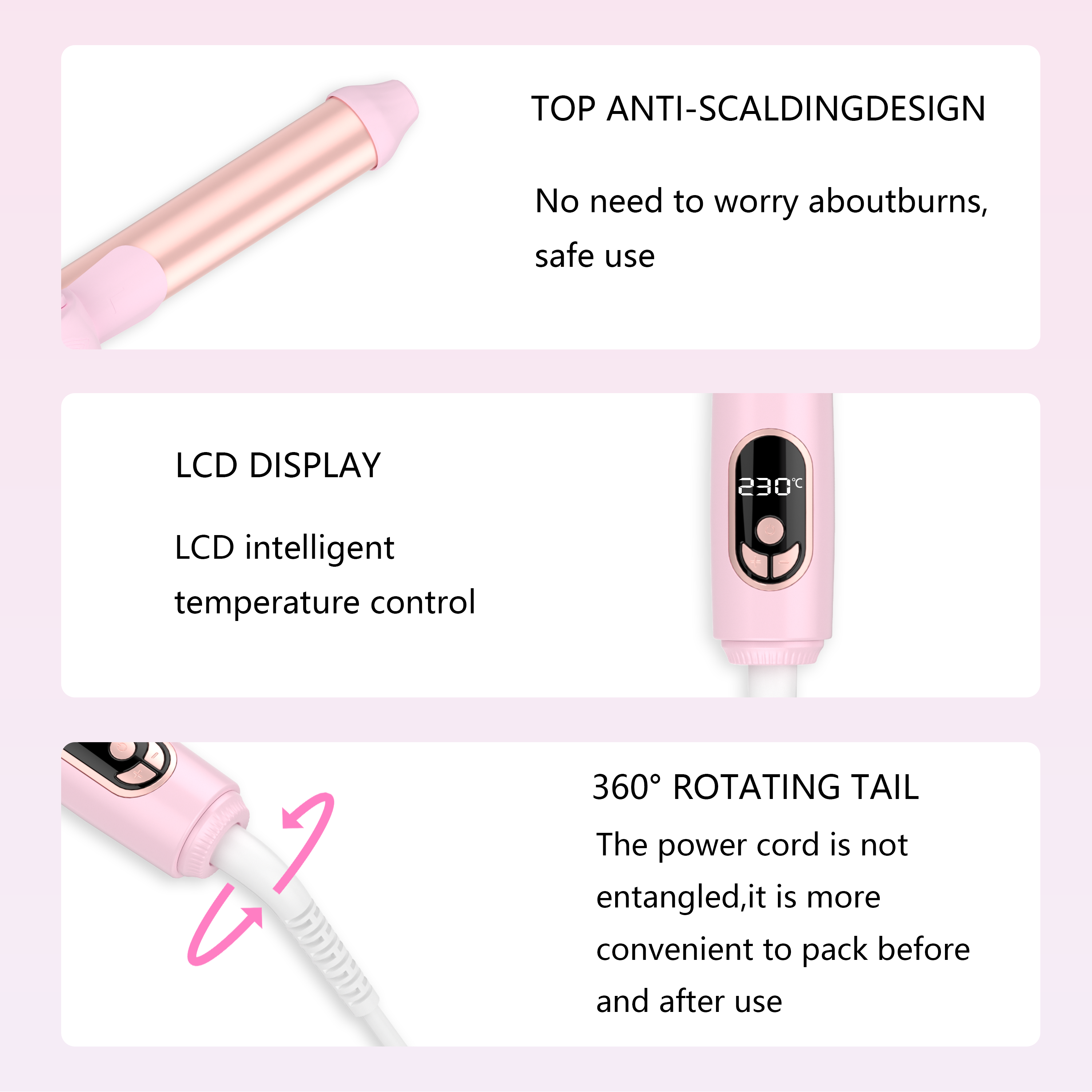 Electric Stick/curler Spiral Ceramic Rod Salon Design Styling Auto Crimp Personalised Gold Price Triple Hair Curling Tongs