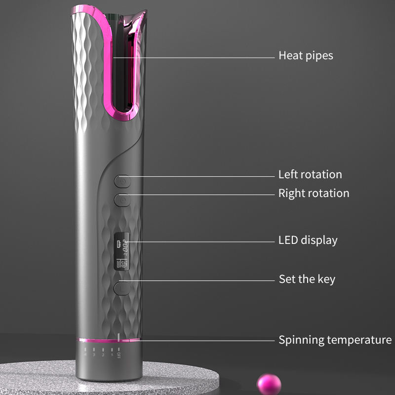 Portable Automatic Rotating Curling Iron USB Wireless Liquid Crystal Curling Iron Smart Lazy Electric Hairdresser