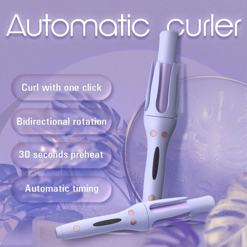Automatic Rotating Hair Curling Wand 3 Temps LCD Screen Fast Heating Professional Curler