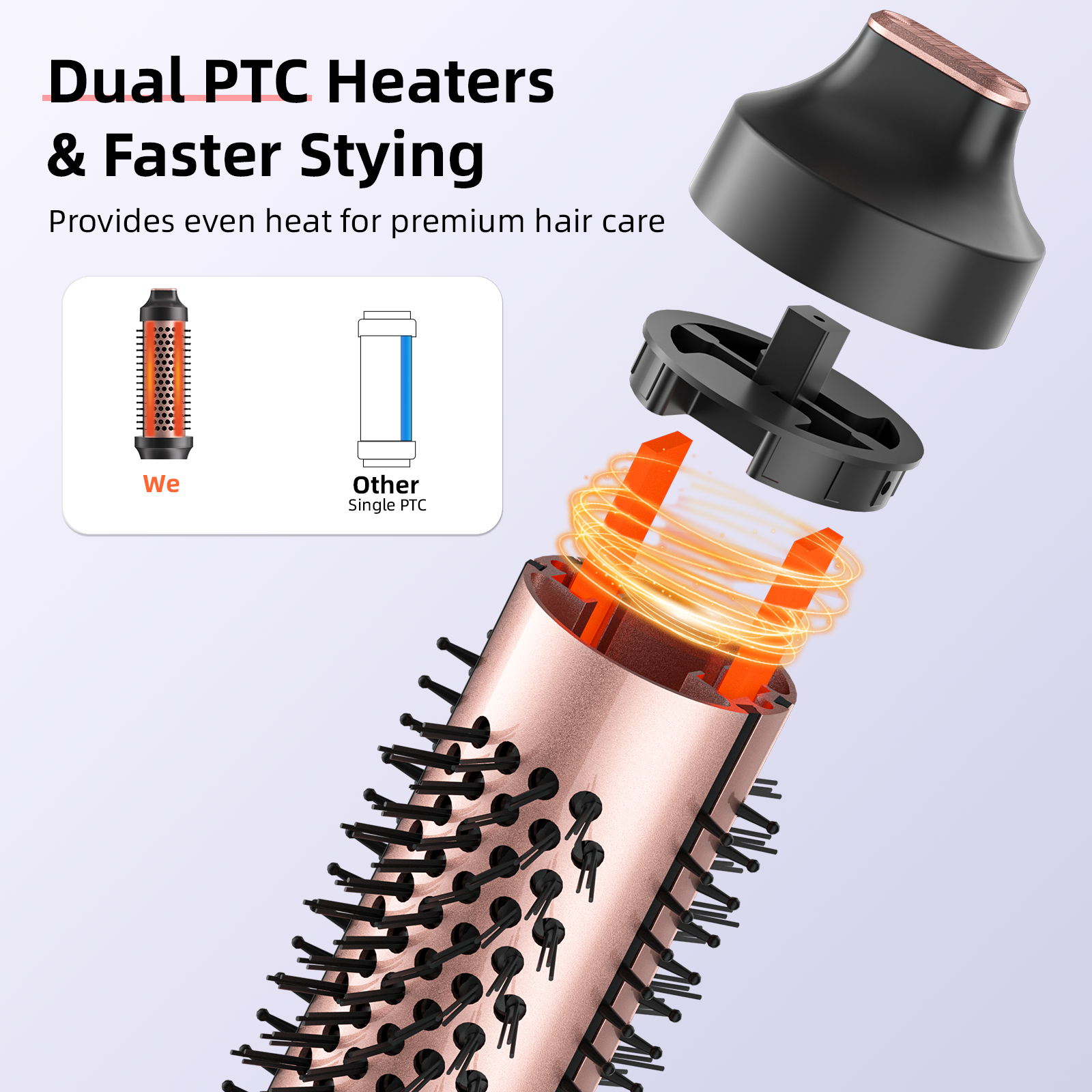 Salon Grade Air Wrap Curling Iron with PTC Constant Temperature Thermal Wand for Long Lasting Bouncy Waves and Smooth Curls