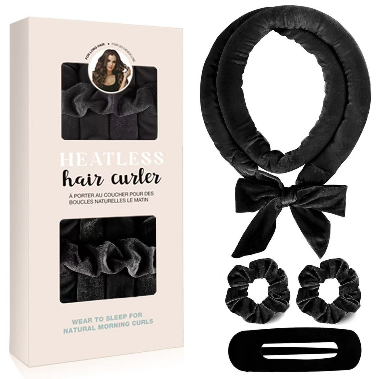 4pcs/box Heatless Hair Curlers Soft Velvet Hairband Scrunchies Curling Iron Set Wave Hair Styling Tool Flexible Home Use Clips