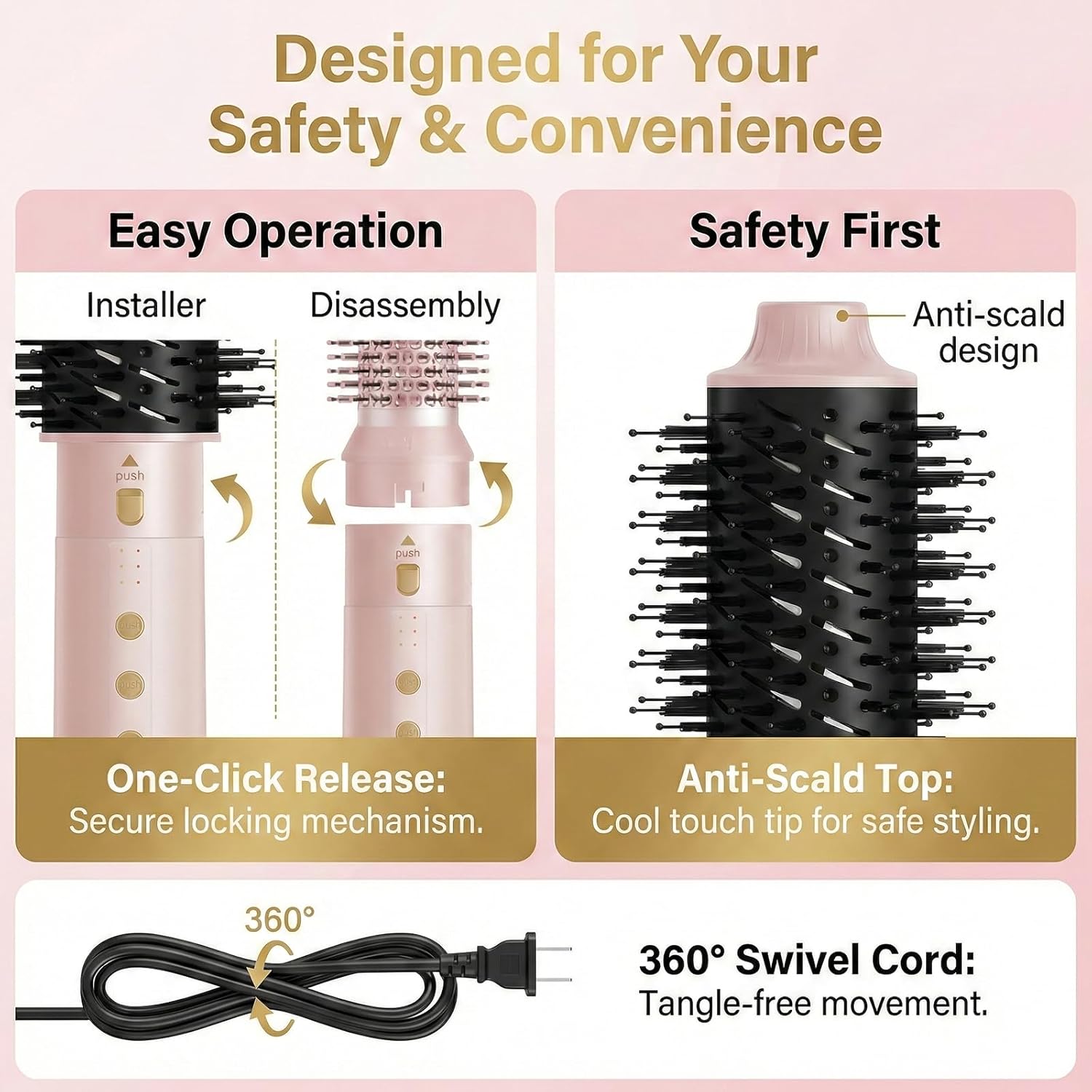 Automatic Auto Wrap Curling Wand 6 in 1 Hair Styler Detachable Negative Ion High Speed Blow Dryer Hot Air Brush