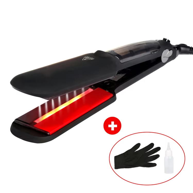 Five Plus Hot Sale Alisador De Cabelo a Vapor Steam Infrared Hair Straightener Flat Irons 2 in 1 Hair Straightening Curling Iron