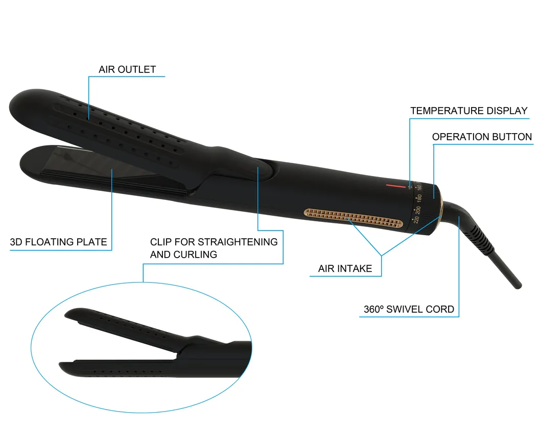 Titanium Hair Straightener Curler Ceramic Flat Iron Detail 2