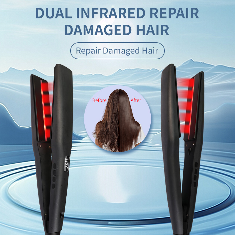 Ceramic steam hair straightener and curler with negative ions, dual infrared, gentle non-damaging tool for salon use