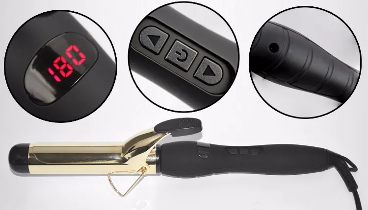 Professional Dual Voltage Digital Display Silver Titaniuim Curling Iron
