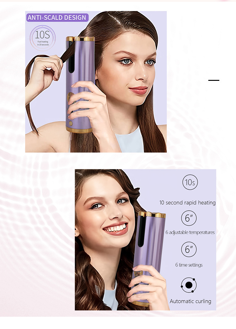Portable Mini Wireless Automatic Curling Iron Gentle Hair Styling Multi-Purpose Tool Durable Negative Ion Lazy Big Wave Feature