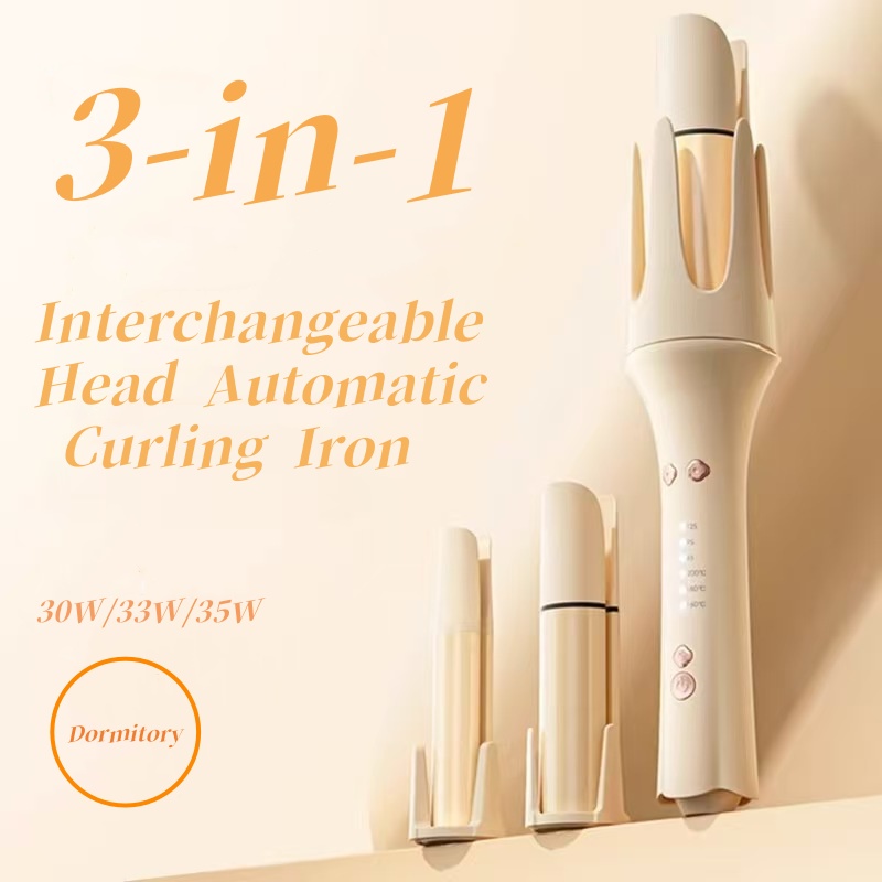 3-in-1 Interchangeable Automatic Curling Iron Automatic Hair Curler Spiral Magic Twirl Wand With Beep Reminder